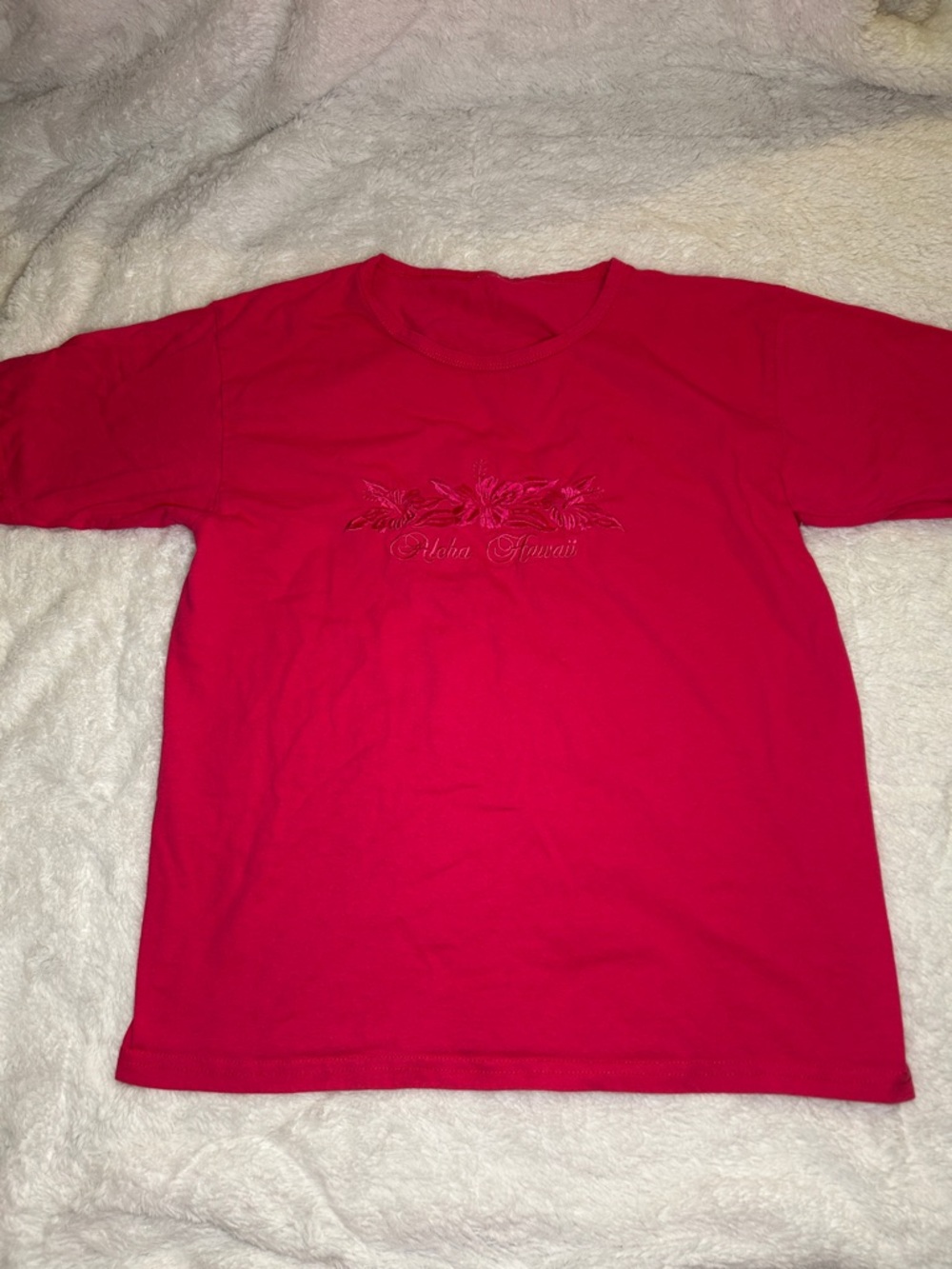 Aloha Hawaii Embroidered Floral Crewneck Tee